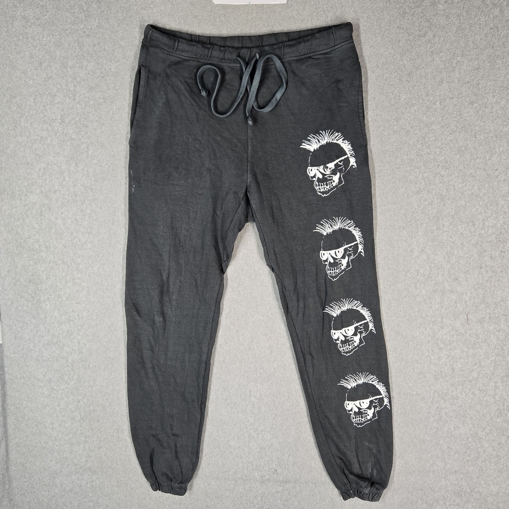 Ed Hardy Men Pants M Gray Embroidered Sweatpants Graphic Punk Skull